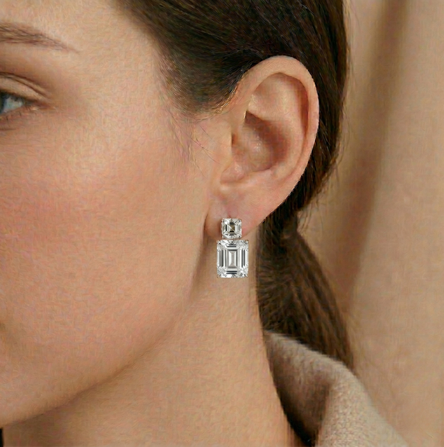 Orecchini Duo Emerald Bianco Diamante