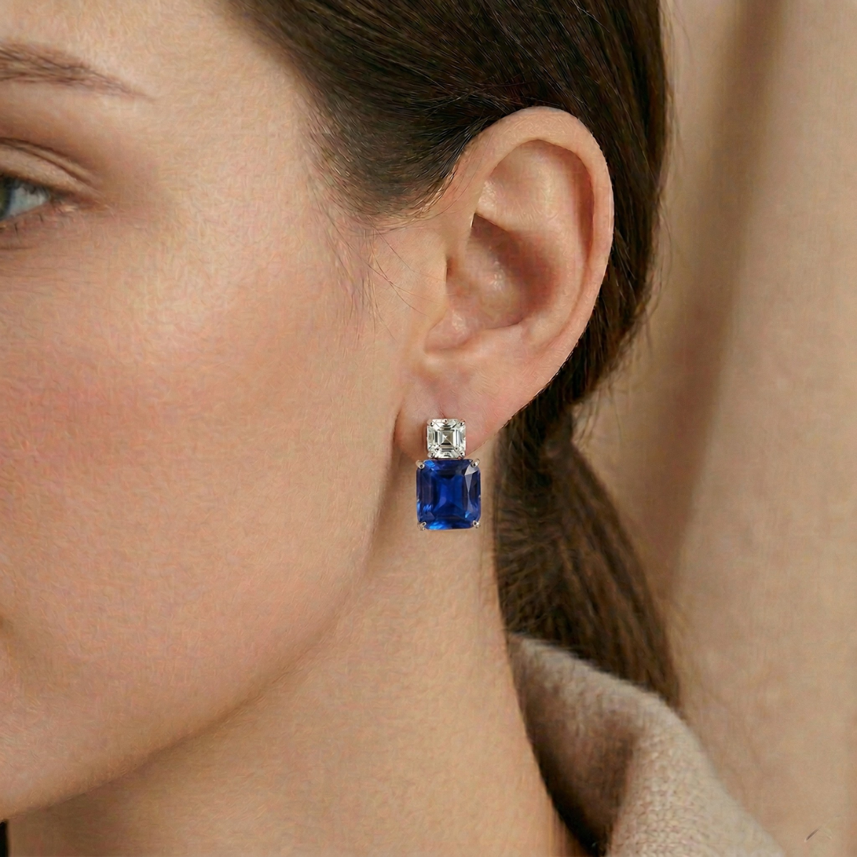 Orecchini Duo Emerald Blu Zaffiro