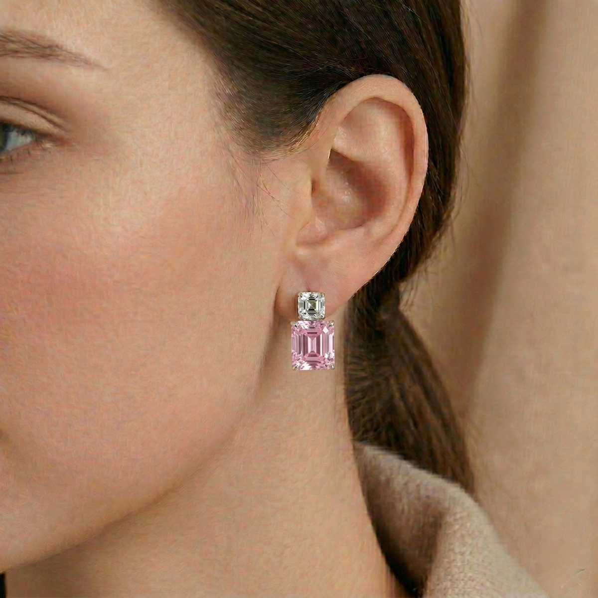Orecchini Duo Emerald Rosa