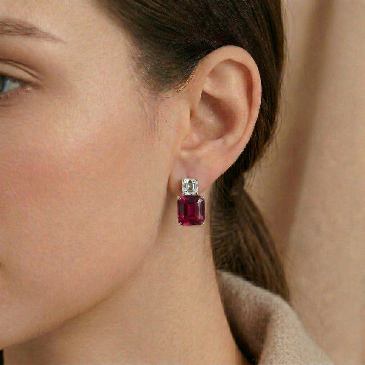 Orecchini Duo Emerald Rosso Rubino