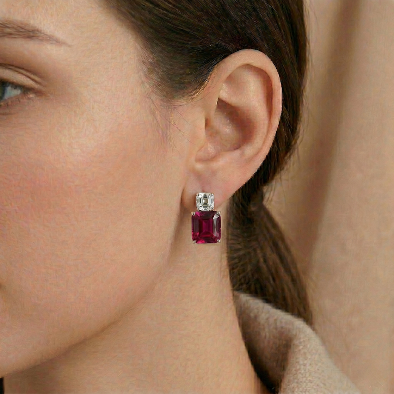 Orecchini Duo Emerald Rosso Rubino