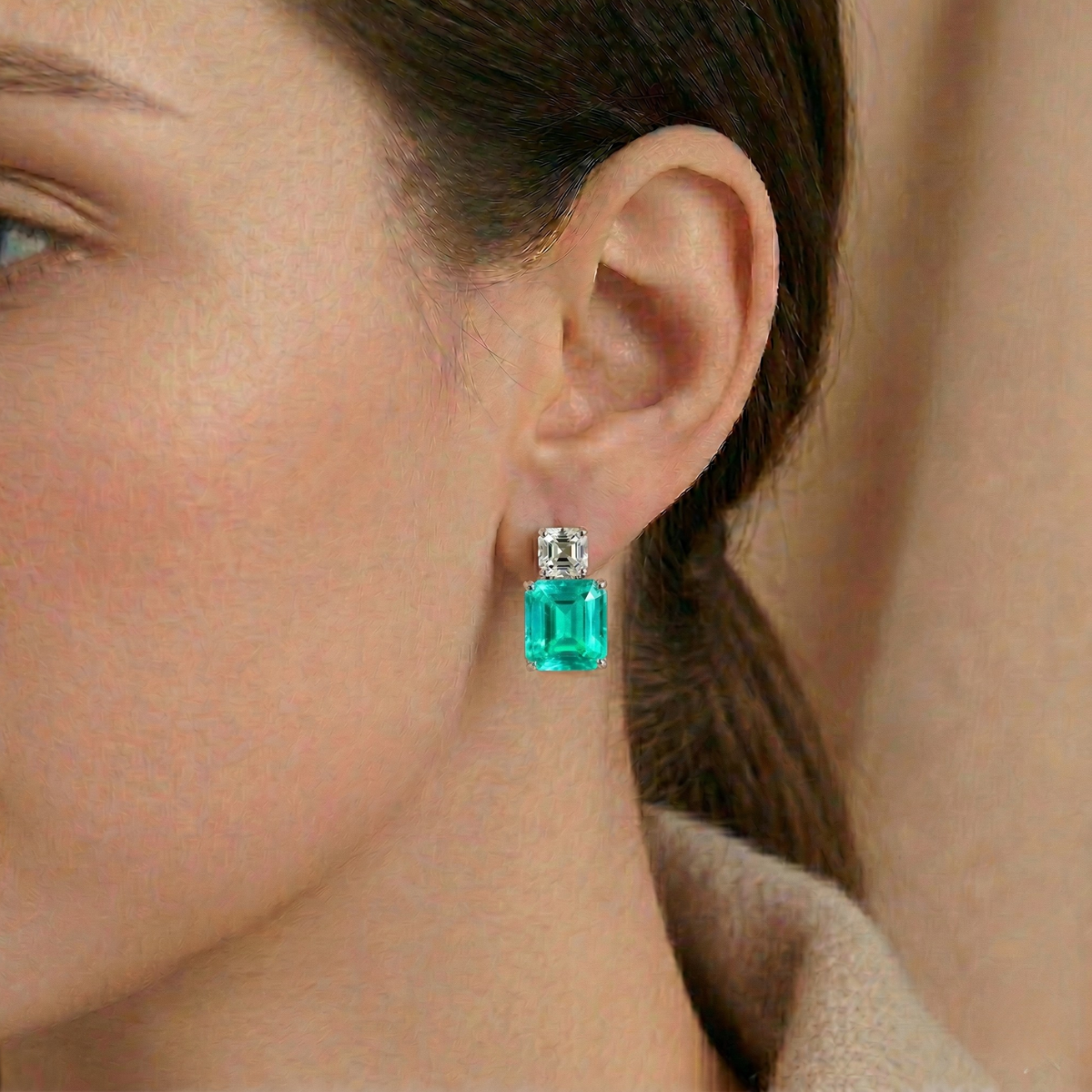 Orecchini Duo Emerald Verde Paraiba