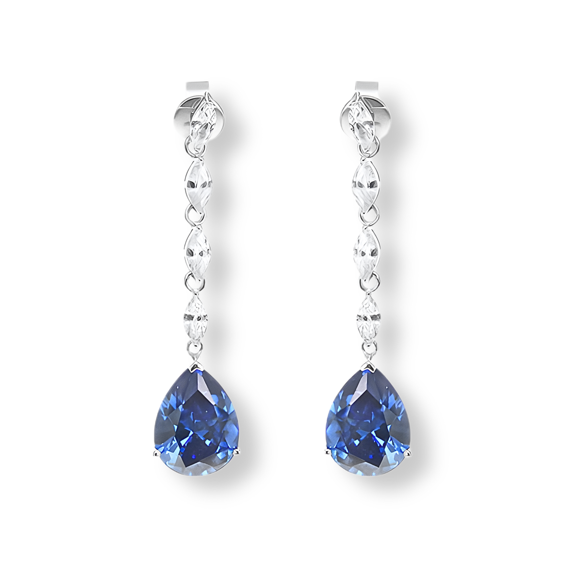 Orecchini Goccia Pendente Blu Zaffiro