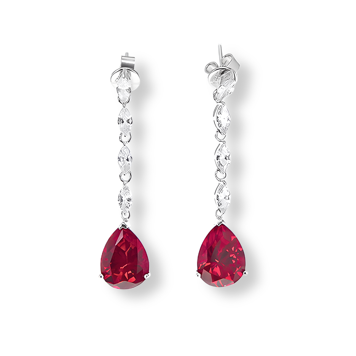 Orecchini Goccia Pendente Rosso Rubino