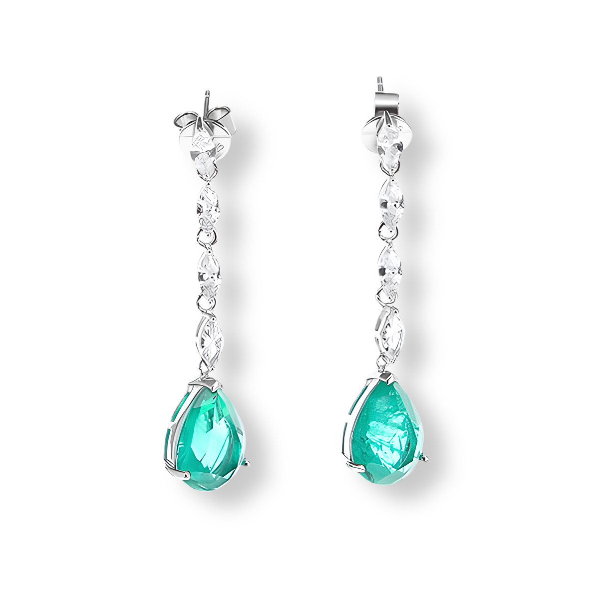 Orecchini Goccia Pendente Verde Paraiba