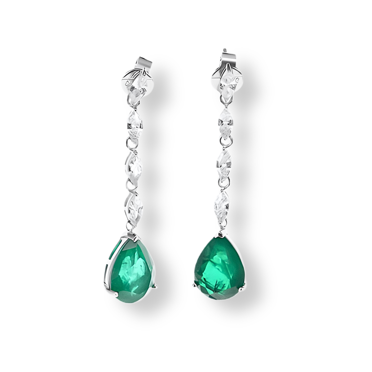 Orecchini Goccia Pendente Verde Smeraldo