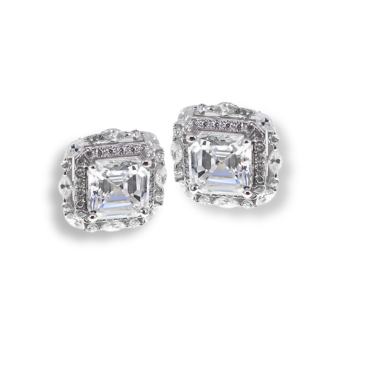 Orecchini Halo Twist Stud Bianco Diamante