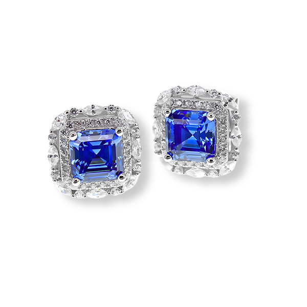 Orecchini Halo Twist Stud Blu Zaffiro