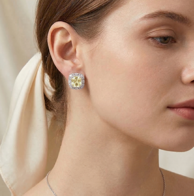 Orecchini Halo Twist Stud Giallo