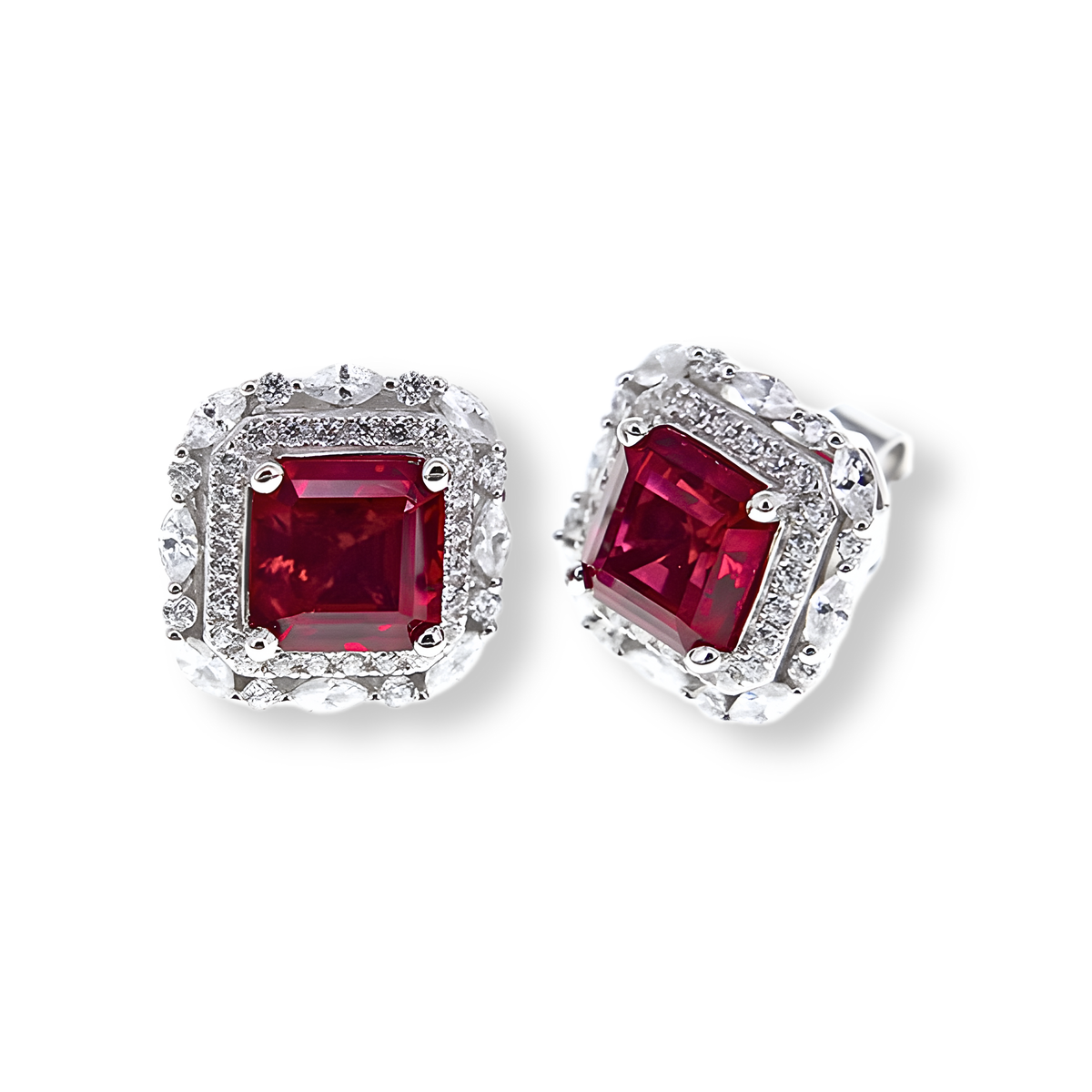 Orecchini Halo Twist Stud Rosso Rubino