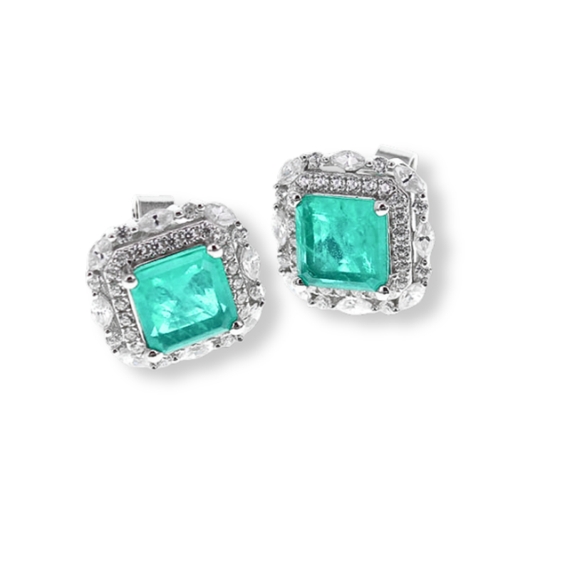 Orecchini Halo Twist Stud Verde Paraiba