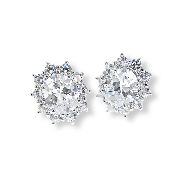 Orecchini Cluster Reale Stud Bianco Diamante