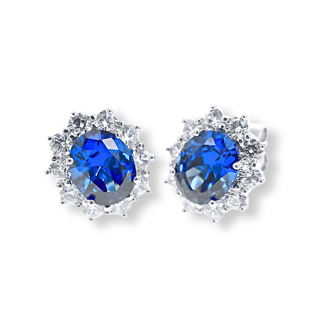 Orecchini Cluster Reale Stud Blu Zaffiro