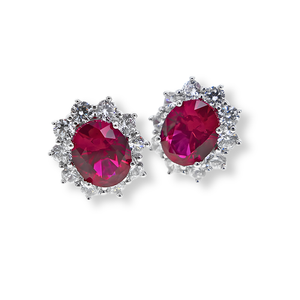 Orecchini Cluster Reale Stud Rosso Rubino