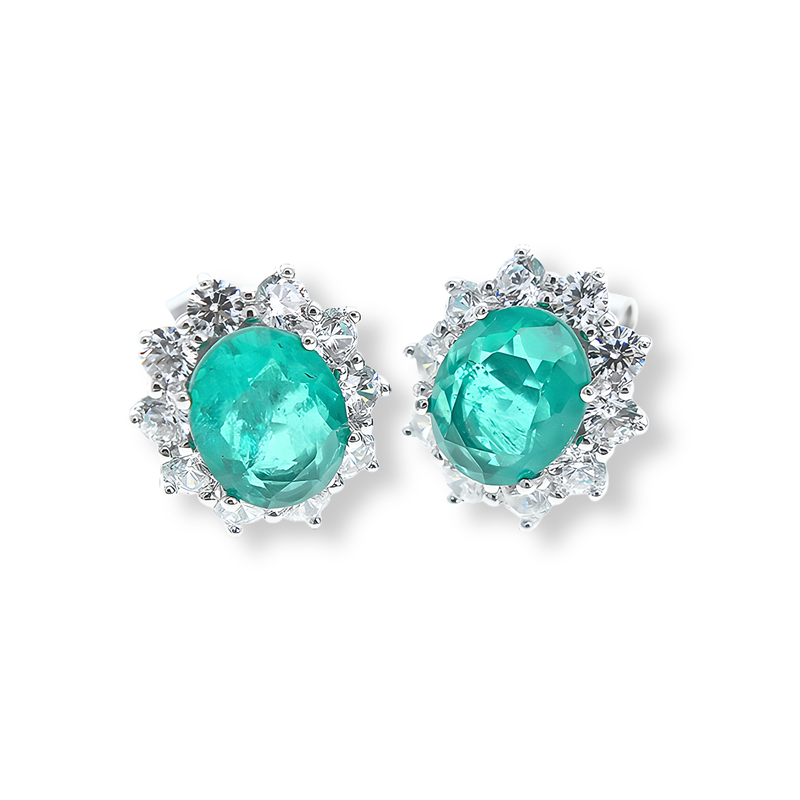 Orecchini Cluster Reale Stud Verde Paraiba