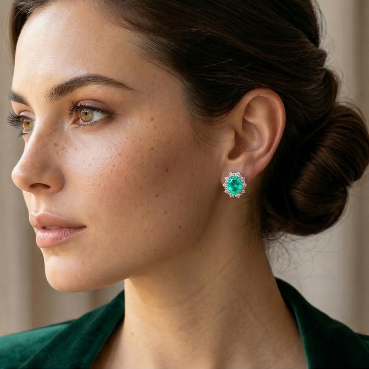 Orecchini Cluster Reale Stud Verde Paraiba