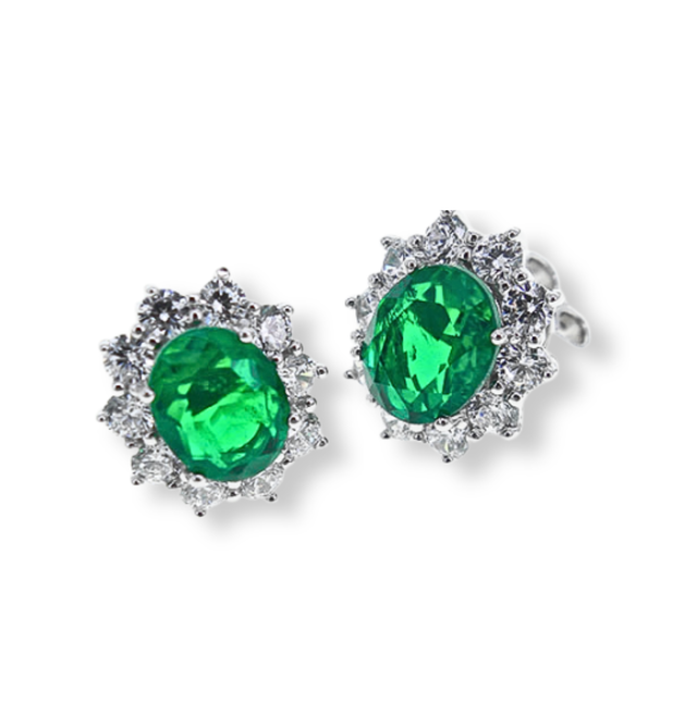 Orecchini Cluster Reale Stud Verde Smeraldo