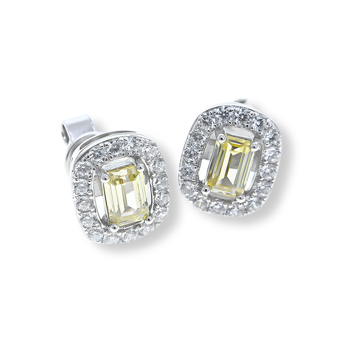 Orecchini Solitario Halo Stud Giallo