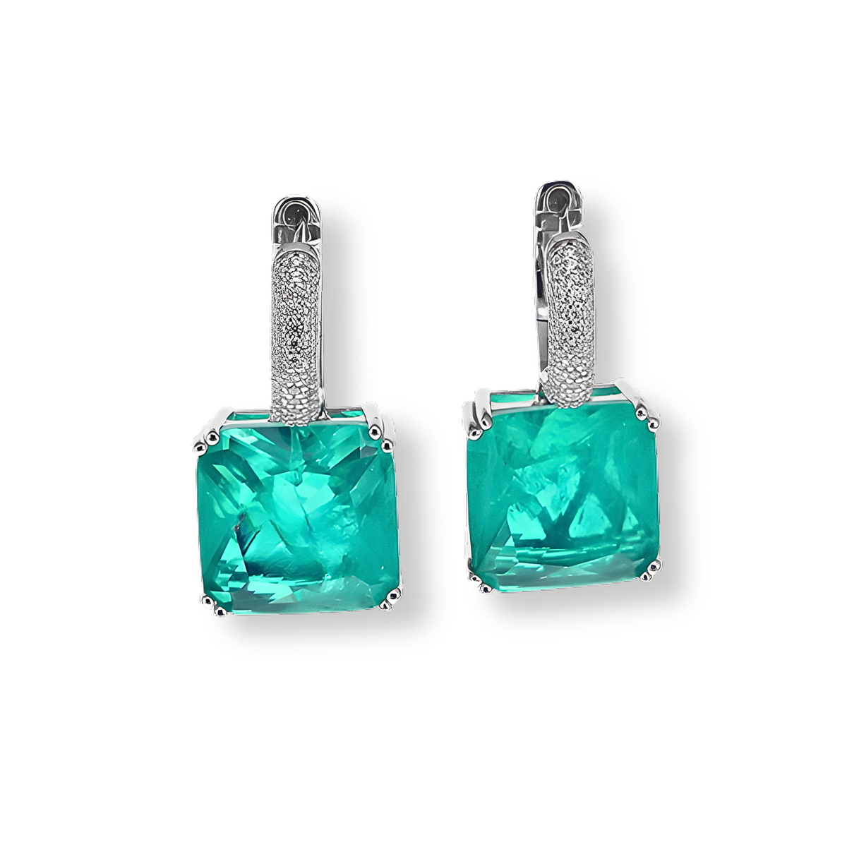 Orecchini Maxi Drop Verde Paraiba