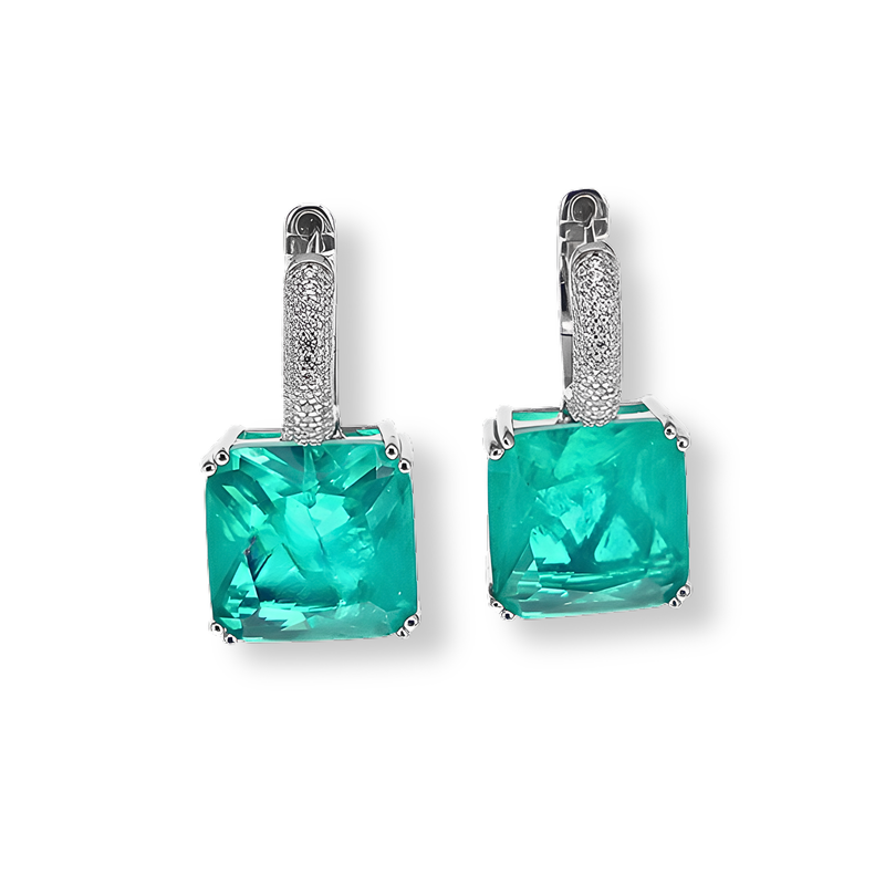 Orecchini Maxi Drop Verde Paraiba
