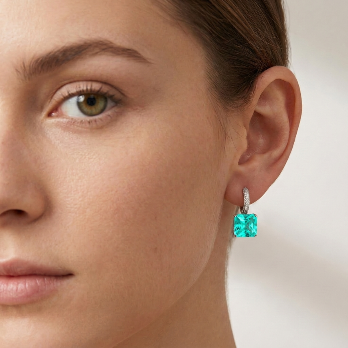 Orecchini Maxi Drop Verde Paraiba