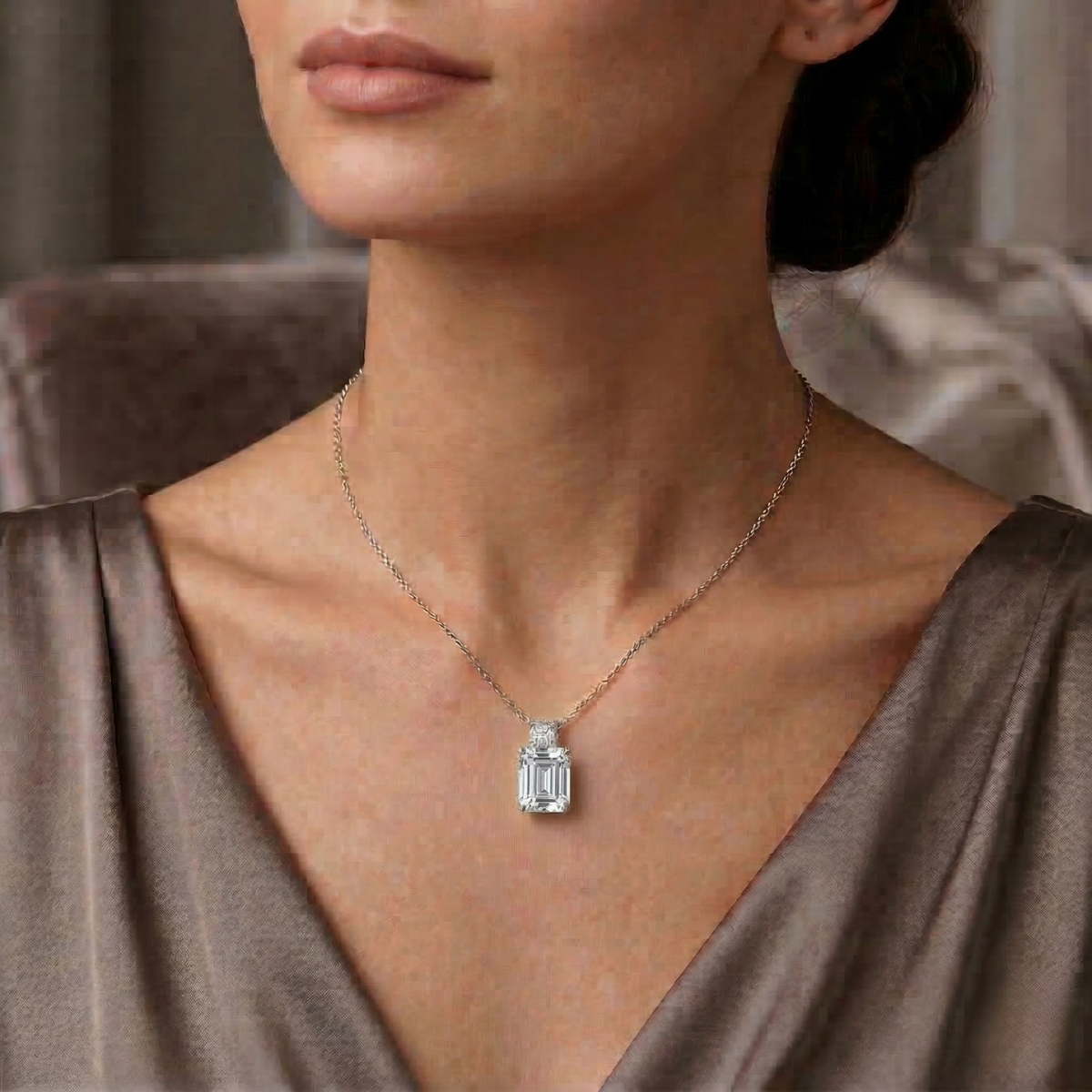 Collana Duo Emerald Bianco Diamante