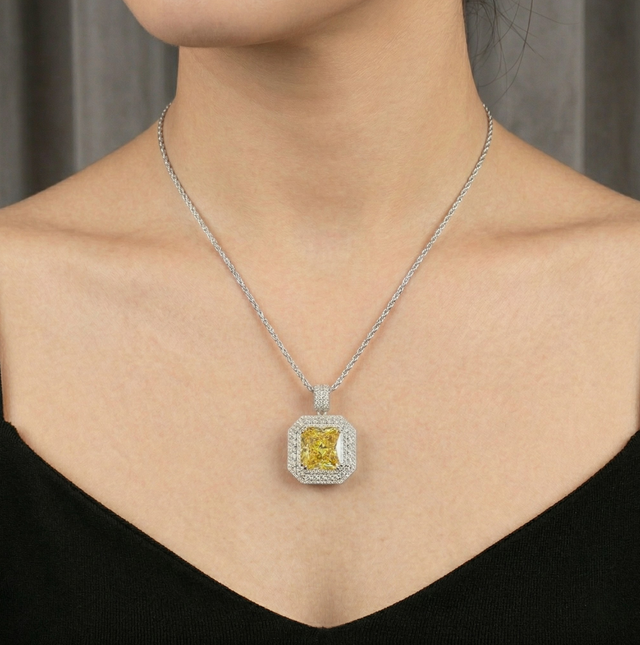 Collana Deco Doppio Halo Giallo